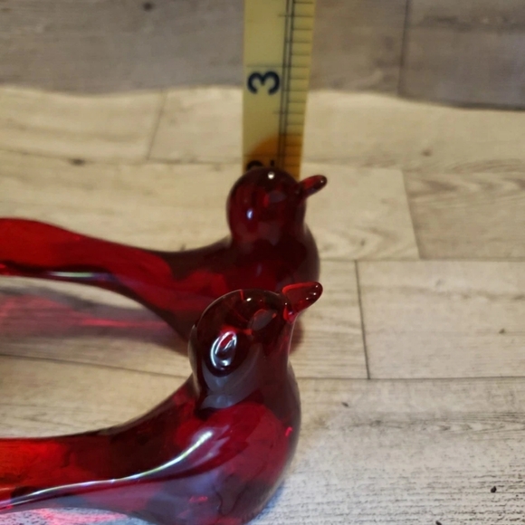 Red Glass Birds Set Of 2 - Picture 9 of 9